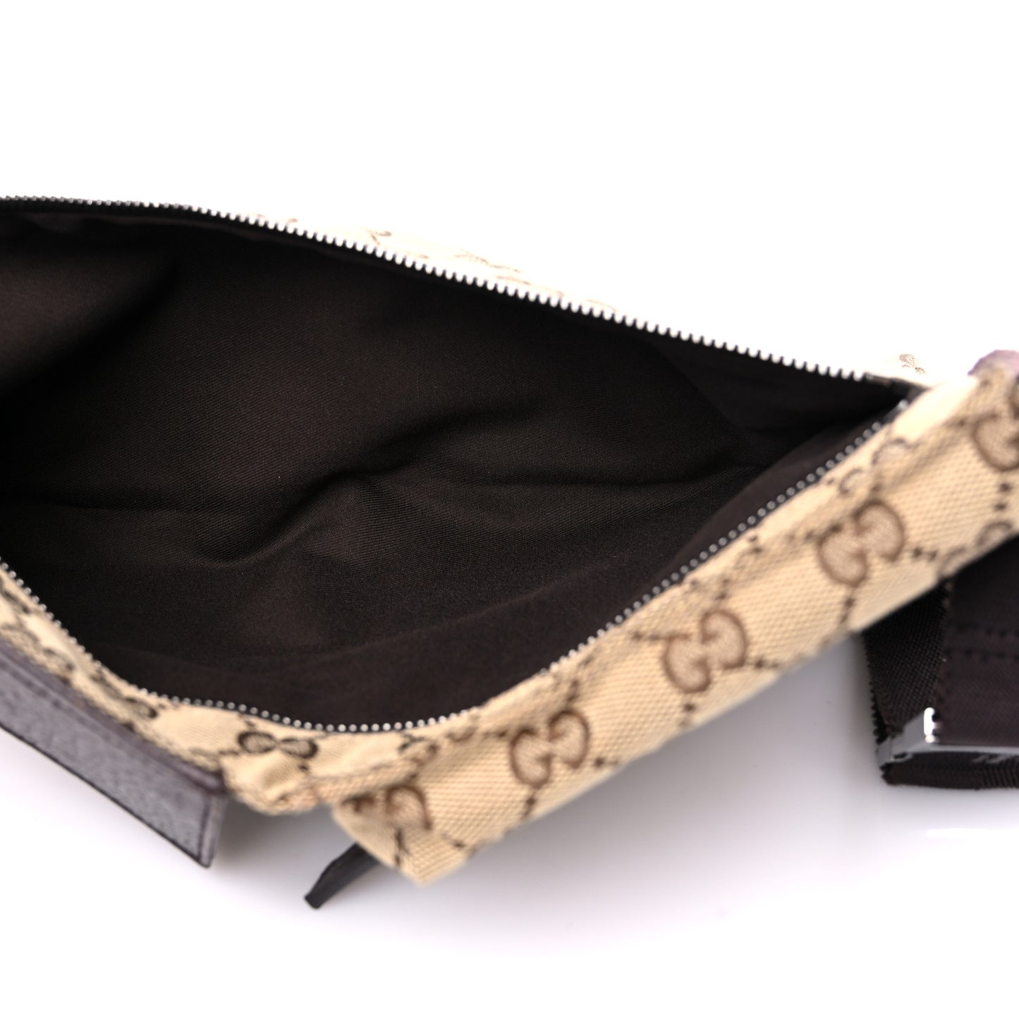 GG Monogram Double Pocket Belt Bag Dark Brown