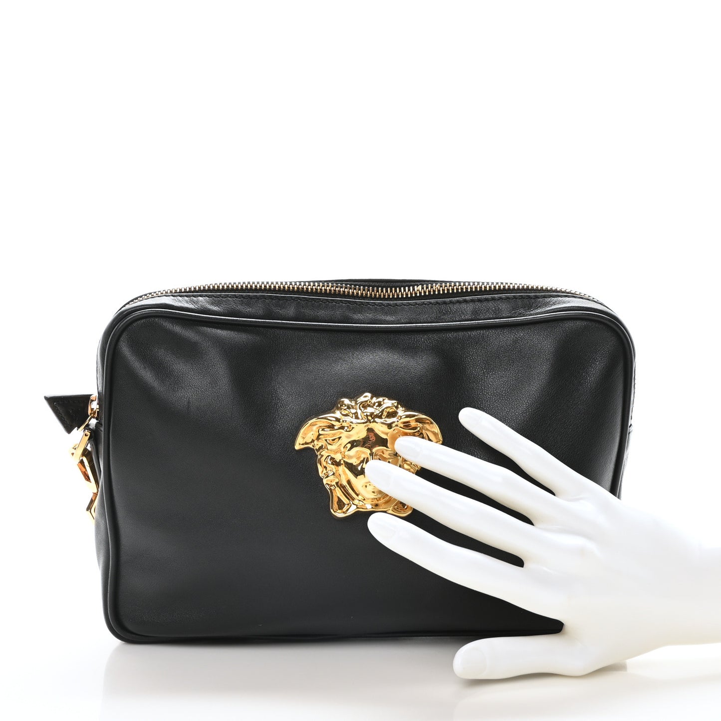 Vitello Palazzo Medusa Wristlet Clutch Bag Black