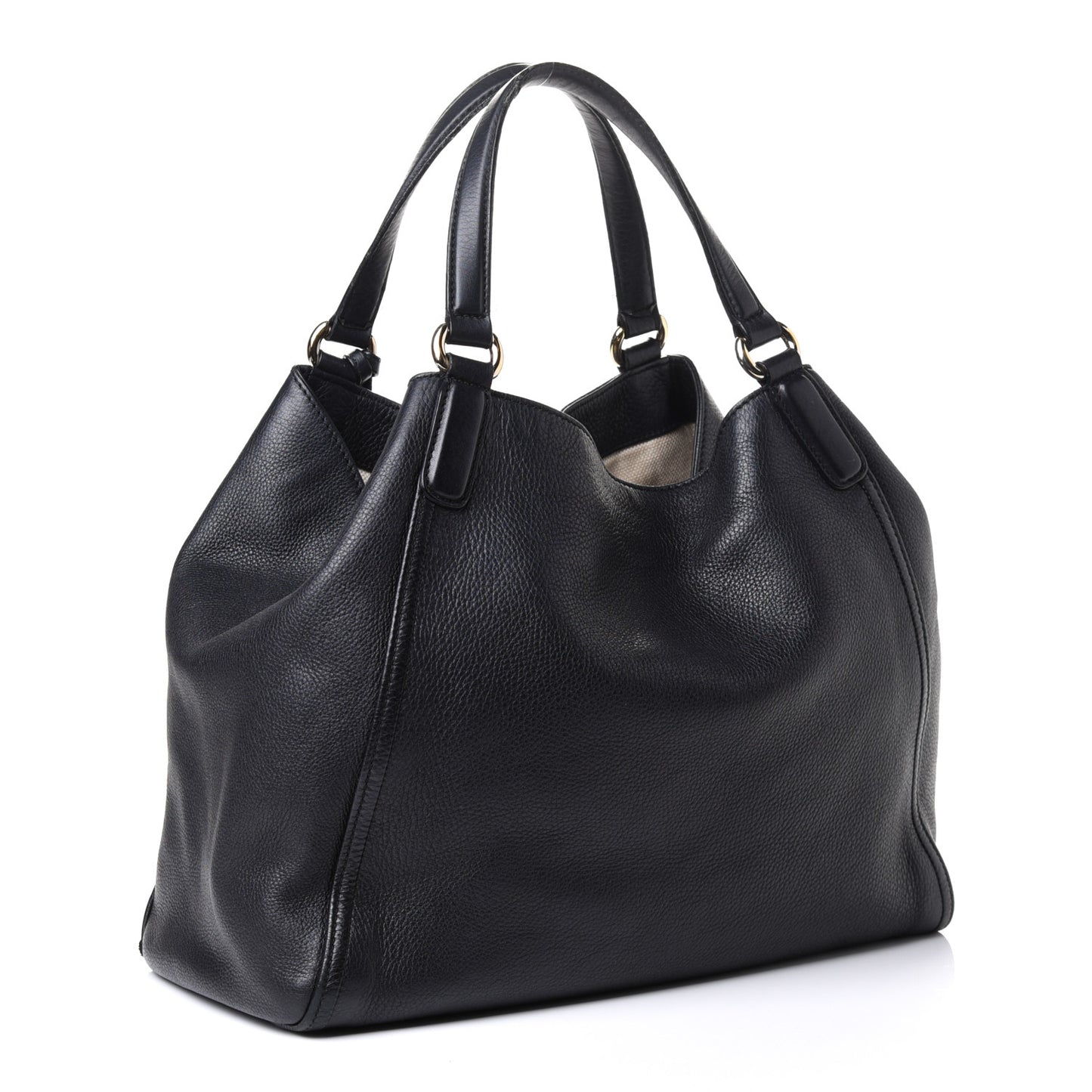 Pebbled Calfskin Medium Soho Shoulder Bag Black