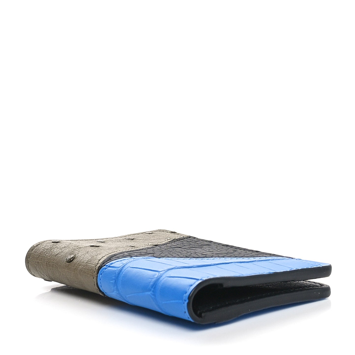 Ostrich Crocodile Pocket Organizer Blue Brown