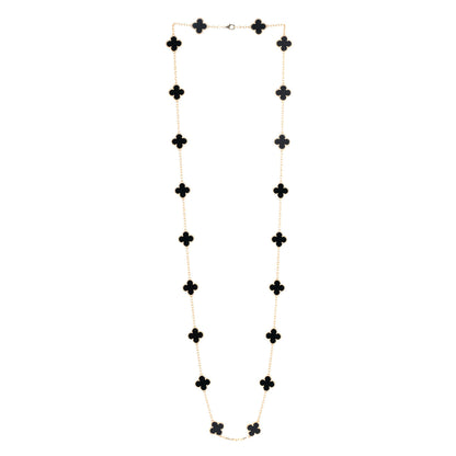 Van Cleef & Arpels 18K Yellow Gold Black Onyx 20 Motifs Vintage Alhambra Necklace 2 of 5