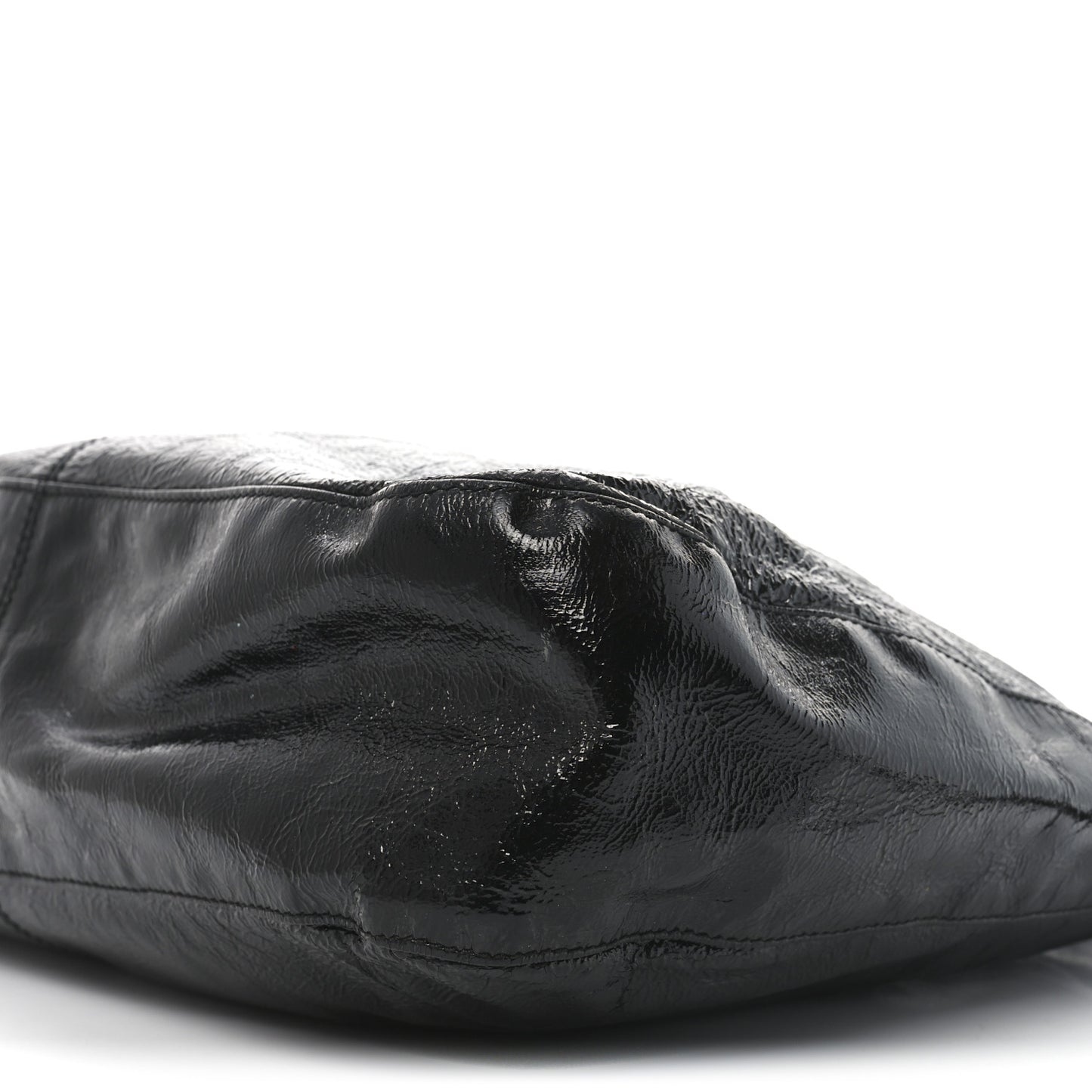 Crinkled Calfskin Baguette Shoulder Bag Black