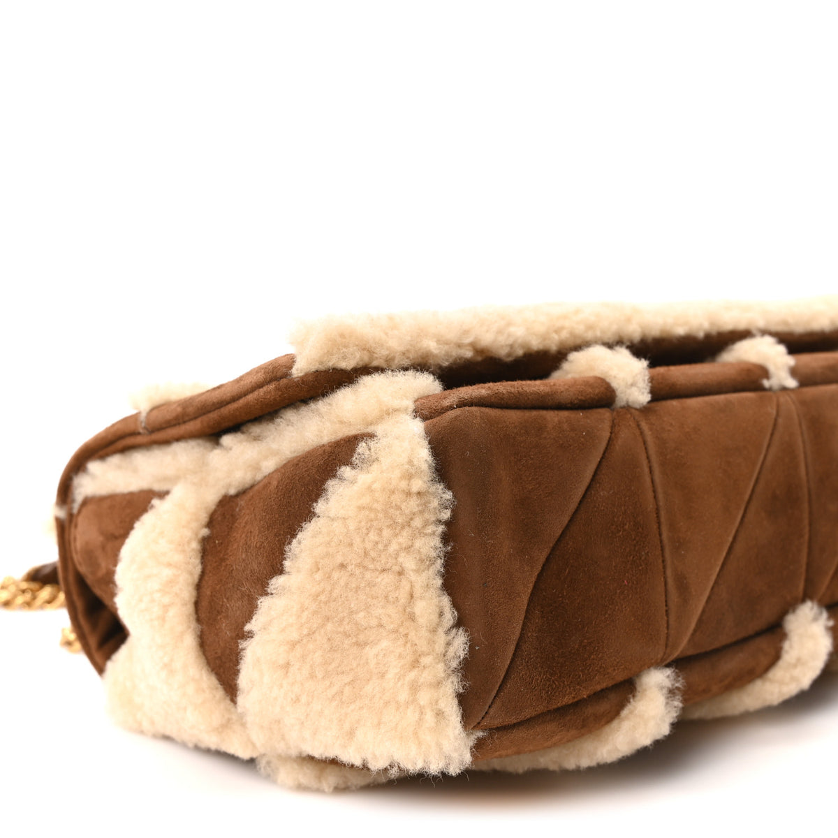Suede Shearling Patchwork Monogram Medium Jamie Brown Beige