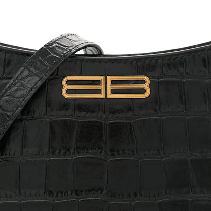 Balenciaga Shiny Super Supple Calfskin Crocodile Embossed Small XX Bag Black 8 of 10
