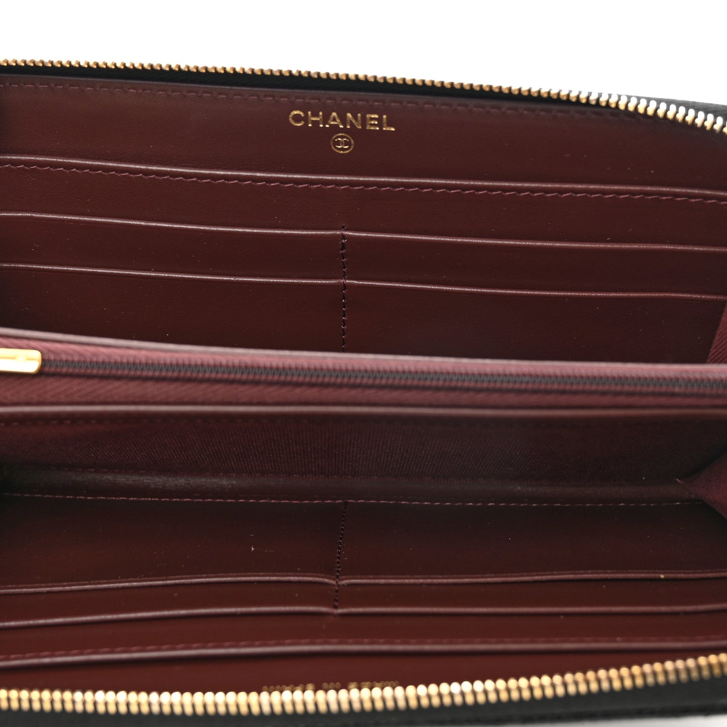 Caviar Quilted Large Gusset Zip Around Wallet Black