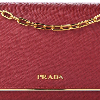 Prada Saffiano Metal Bar Chain Wallet Fuoco 9 of 12