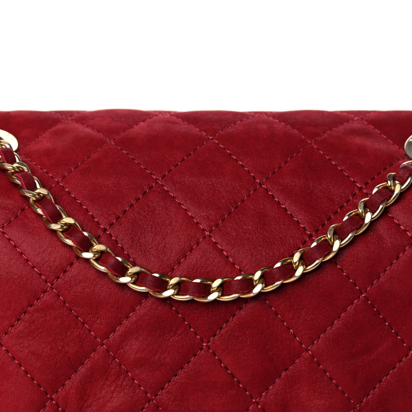 Iridescent Calfskin Quilted Flap Bag Red