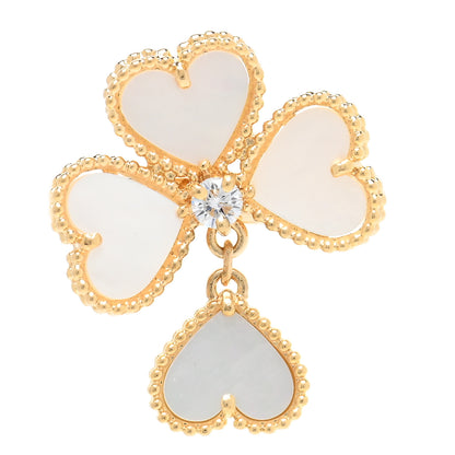 Van Cleef & Arpels 18K Yellow Gold Diamond Mother of Pearl Sweet Alhambra Effeuillage Ring 52 6 1 of 5