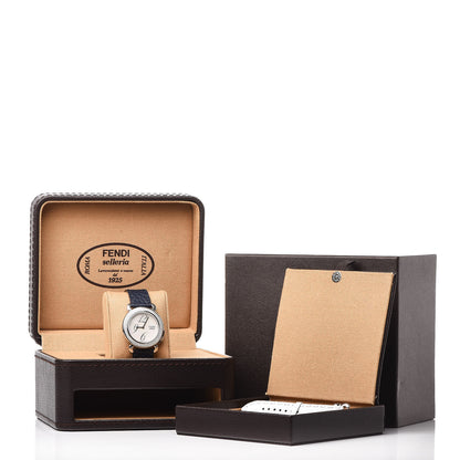 Fendi Stainless Steel Calfskin Diamond Pave Bezel Mother of Pearl 37mm Selleria Quartz Watch 9 of 9