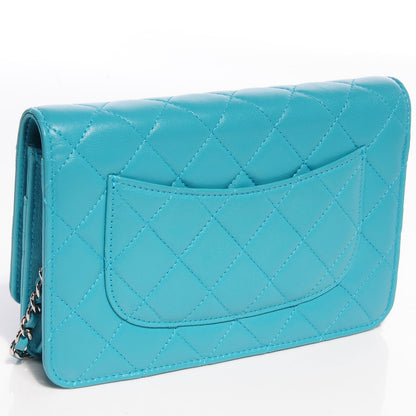 Chanel Lambskin Wallet On Chain WOC Turquoise 3 of 9