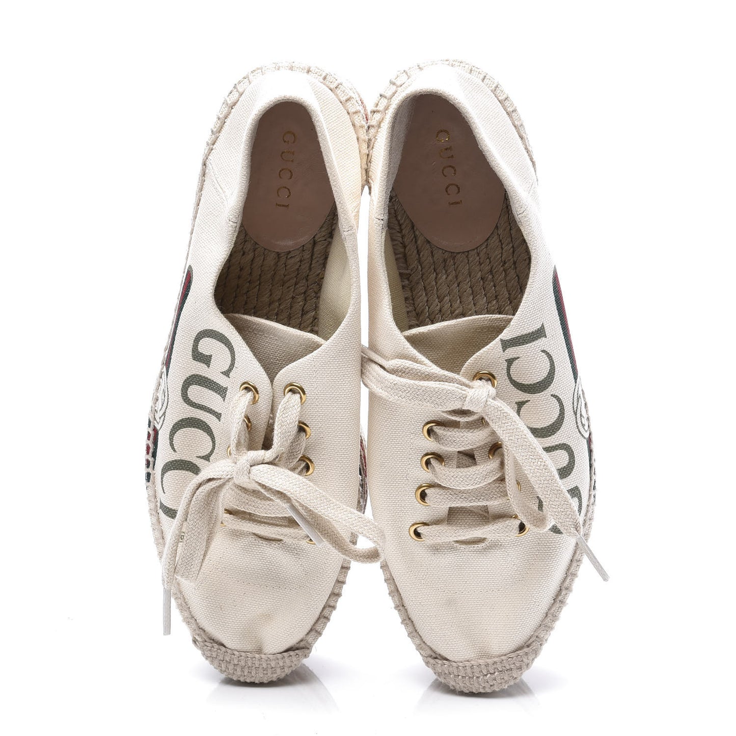 Canvas Logo Lace-Up Platform Espadrilles 36 Greggio Grege