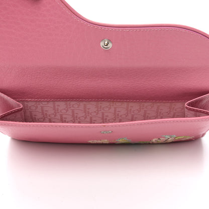 Christian Dior Calfskin Embroidered Romantic Flowers Saddle Wallet Pink 5 of 7