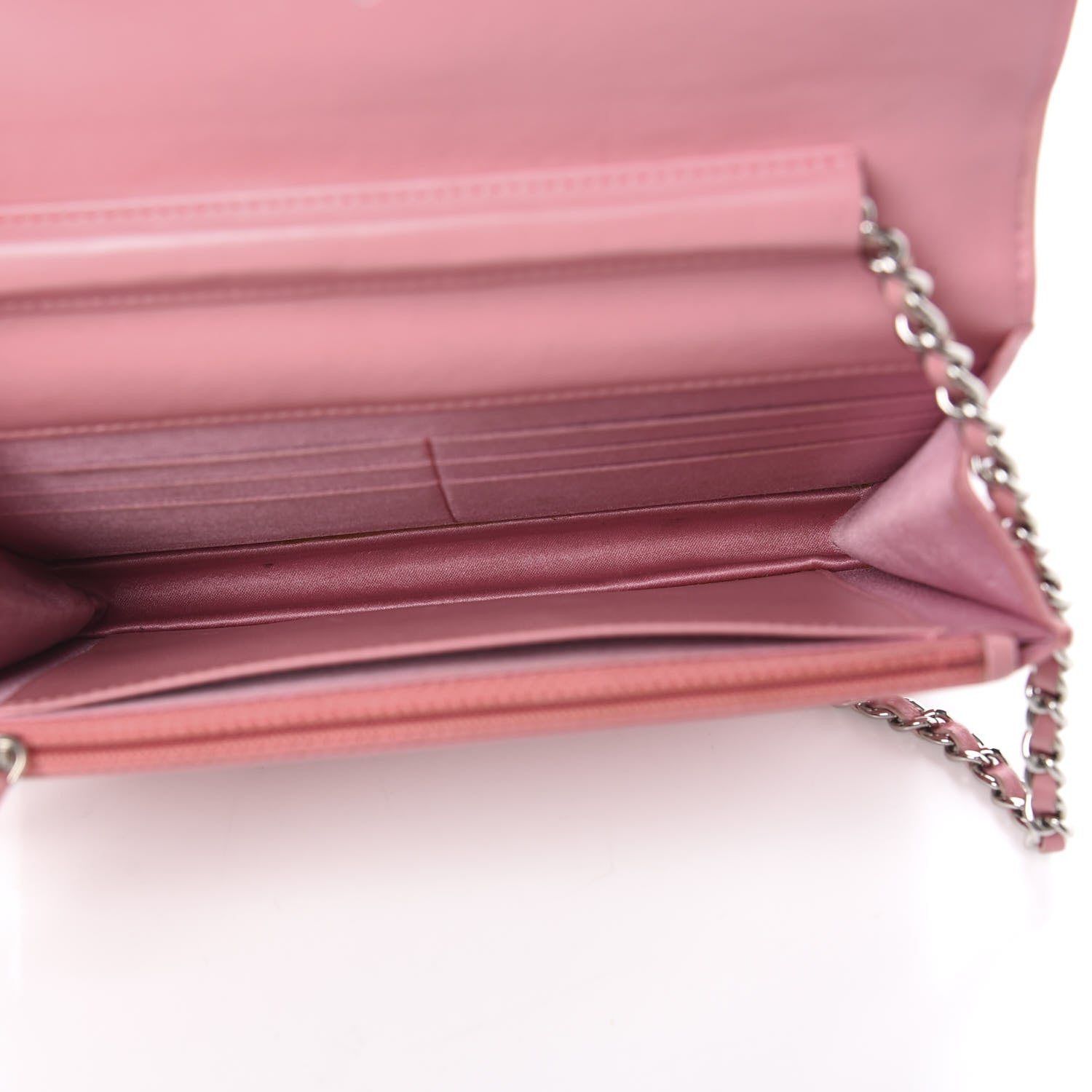 Chanel Lambskin Camellia Embossed Wallet On Chain WOC Pink 5 of 12