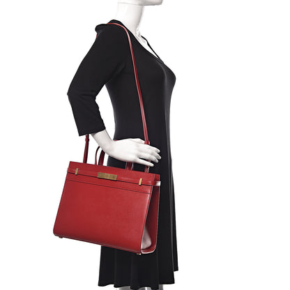 Saint Laurent Calfskin Small Manhattan Shopper Tote Red 2 of 10
