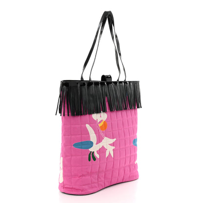 Chanel Canvas Patent Large Fringe Tote Pink 3 of 10