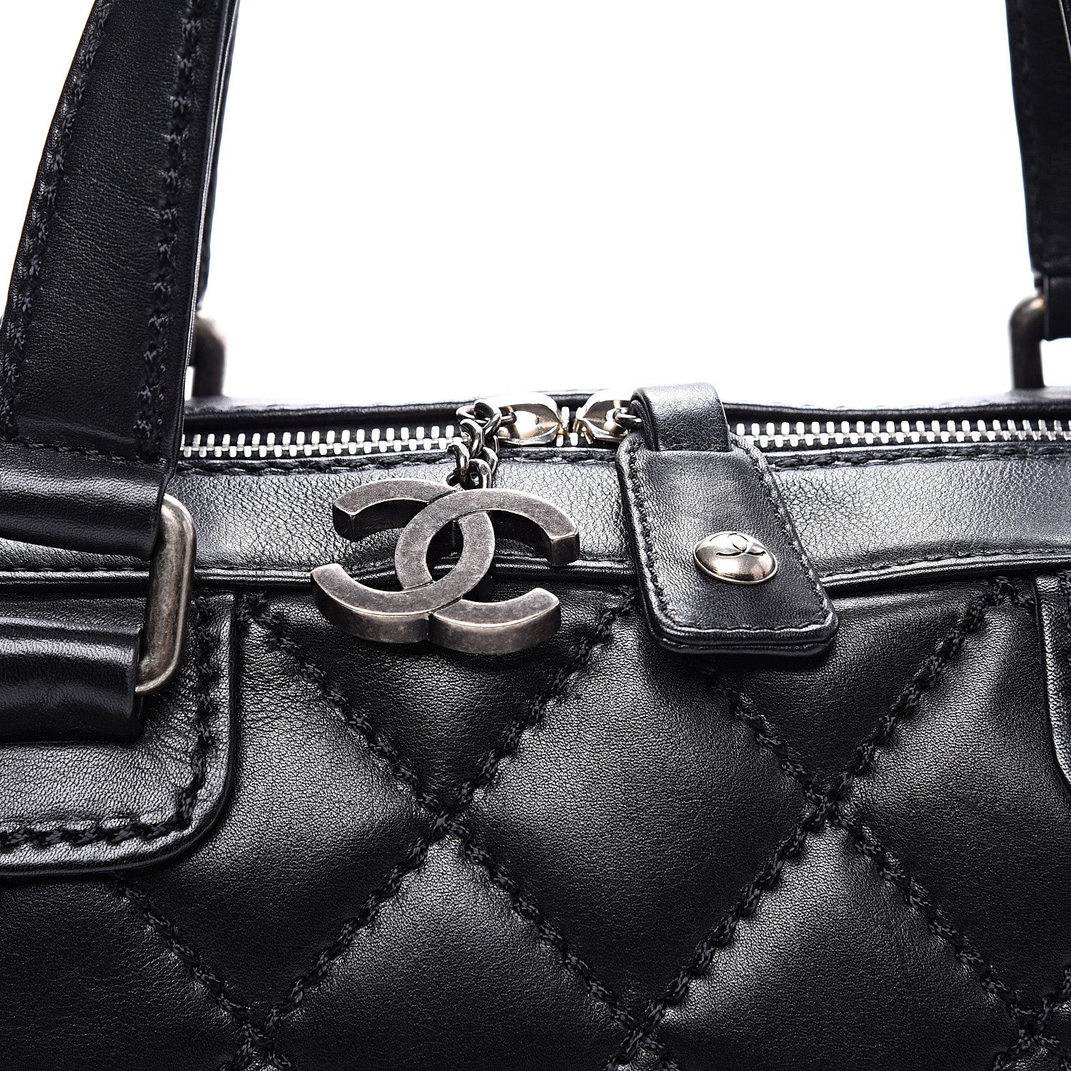 Chanel Calfskin Quilted Top Handle Bag Black 9 of 10