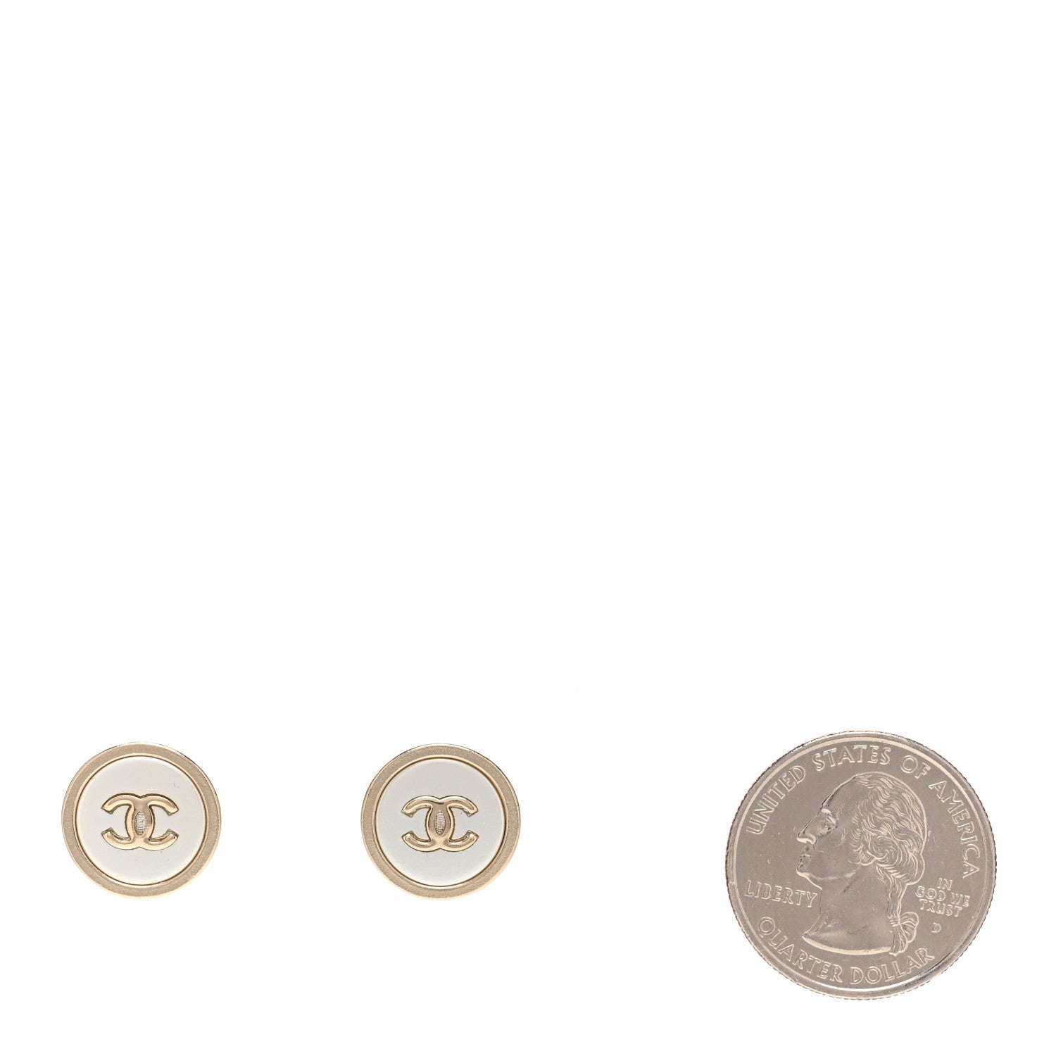 Chanel Pearl Coco Round Earrings Gold Pearly White 2 of 5