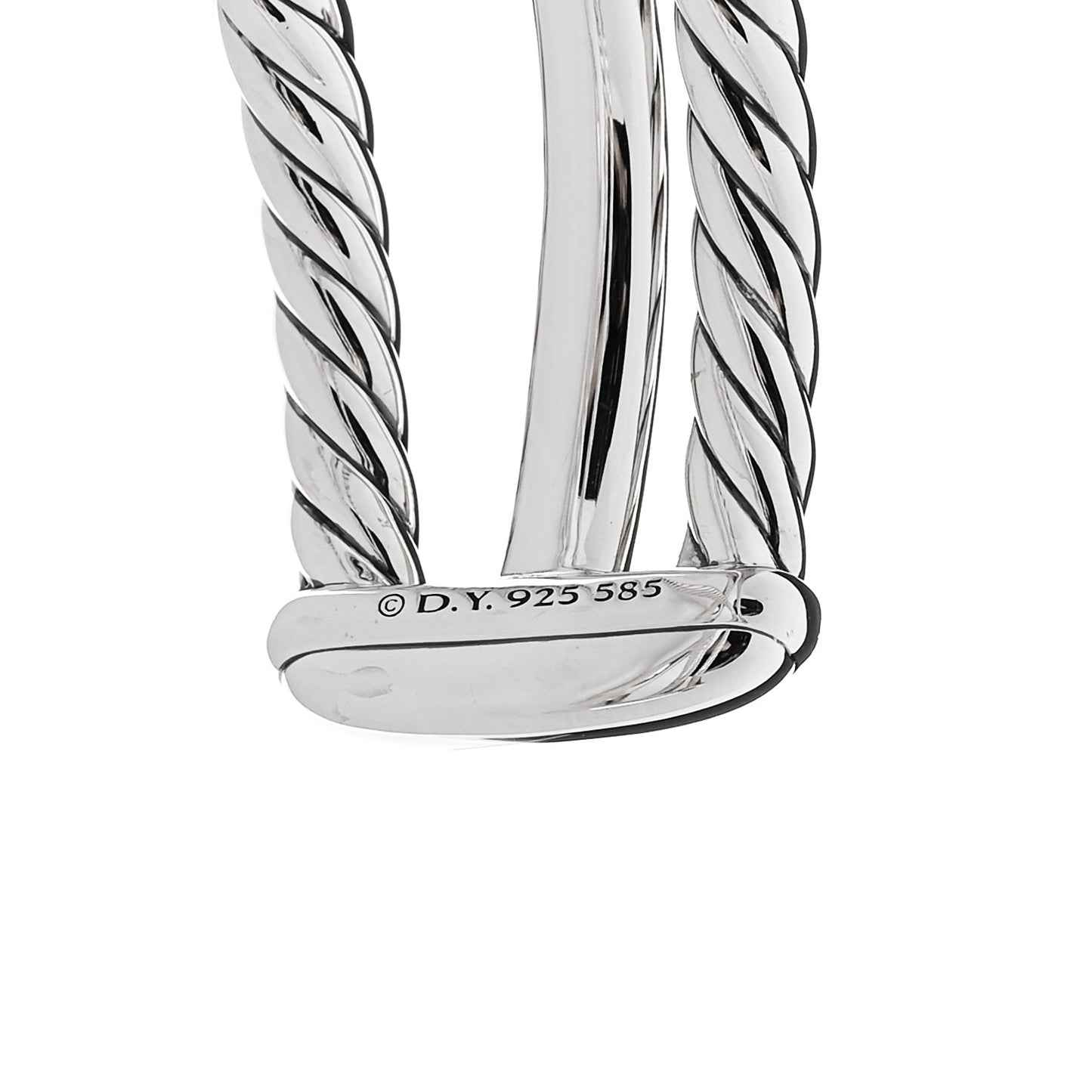 Sterling Silver 14K Yellow Gold 19mm Bold Three Row Crossover Cuff Bracelet