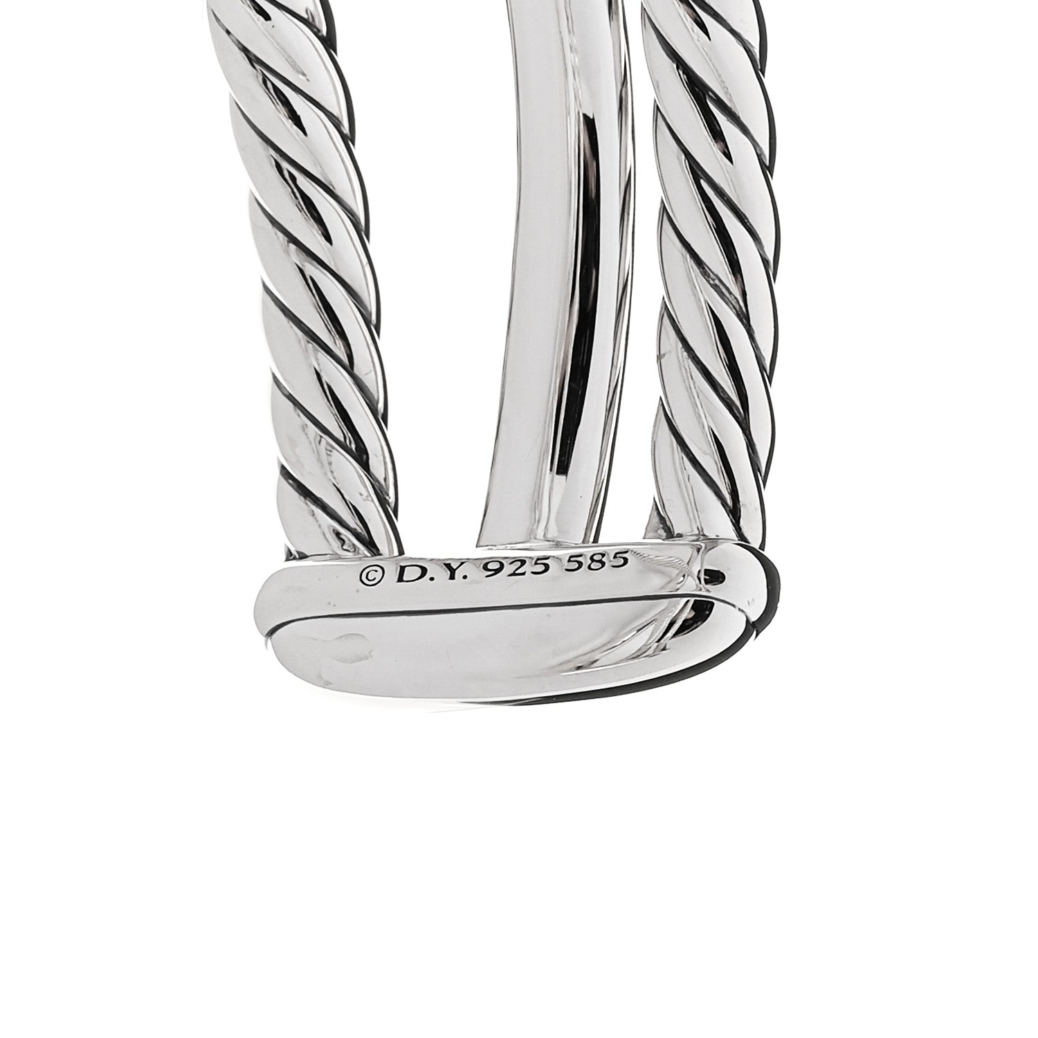 David Yurman Sterling Silver 14K Yellow Gold 19mm Bold Three Row Crossover Cuff Bracelet 3 of 4