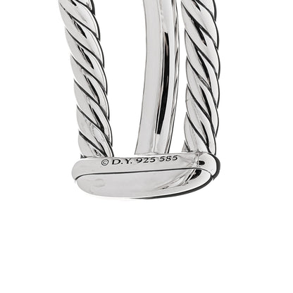 David Yurman Sterling Silver 14K Yellow Gold 19mm Bold Three Row Crossover Cuff Bracelet 3 of 4