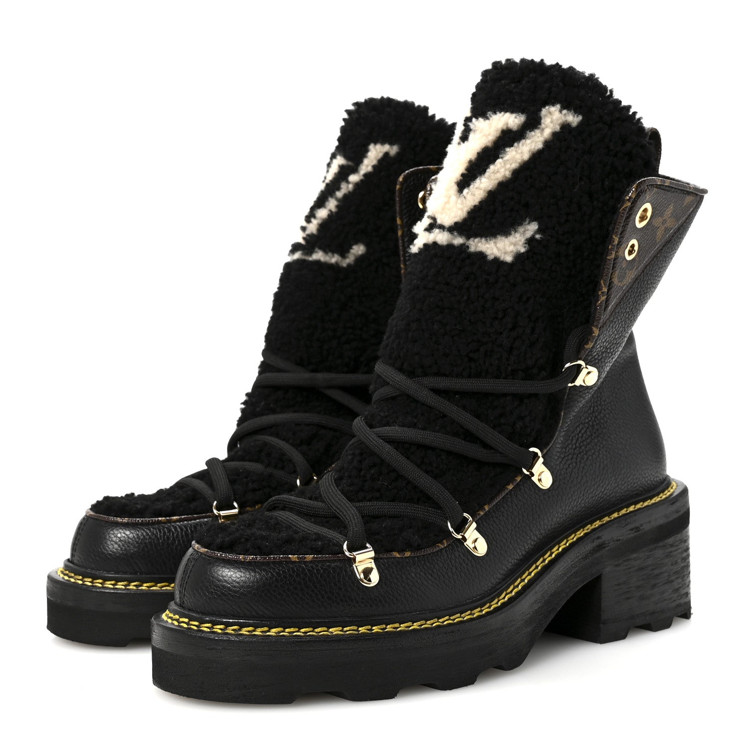 Louis Vuitton Grained Calfskin Shearling LV Beaubourg Ankle Boots 38.5 Black 4 of 9