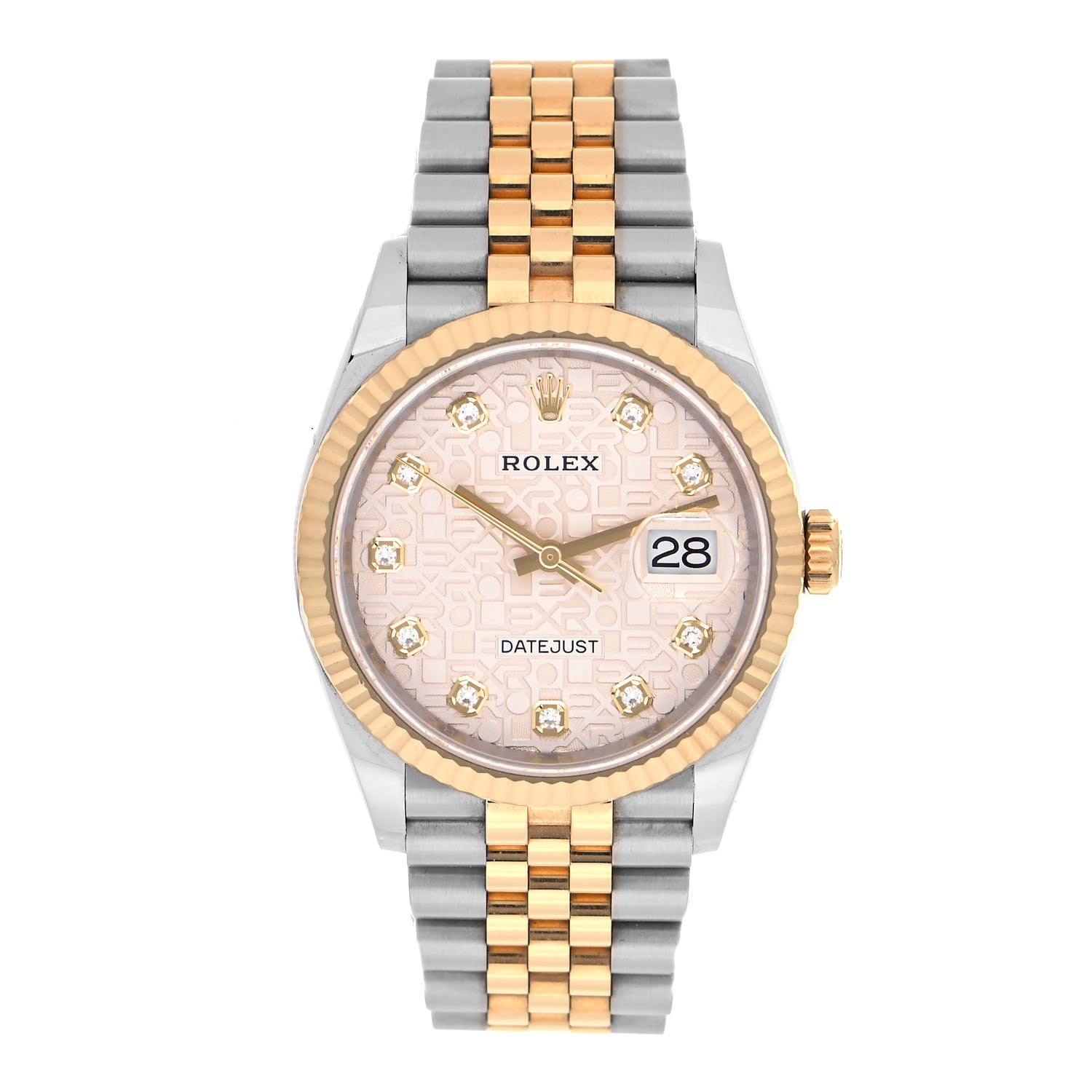 Rolex Stainless Steel 18K Yellow Gold Diamond 36mm Oyster Perpetual Datejust Watch Silver Jubilee 126233 1 of 5