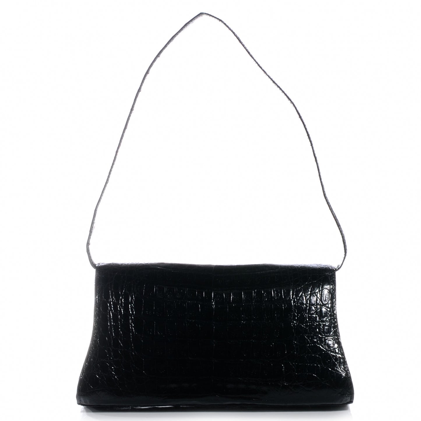 Crocodile Envelope Clutch Black