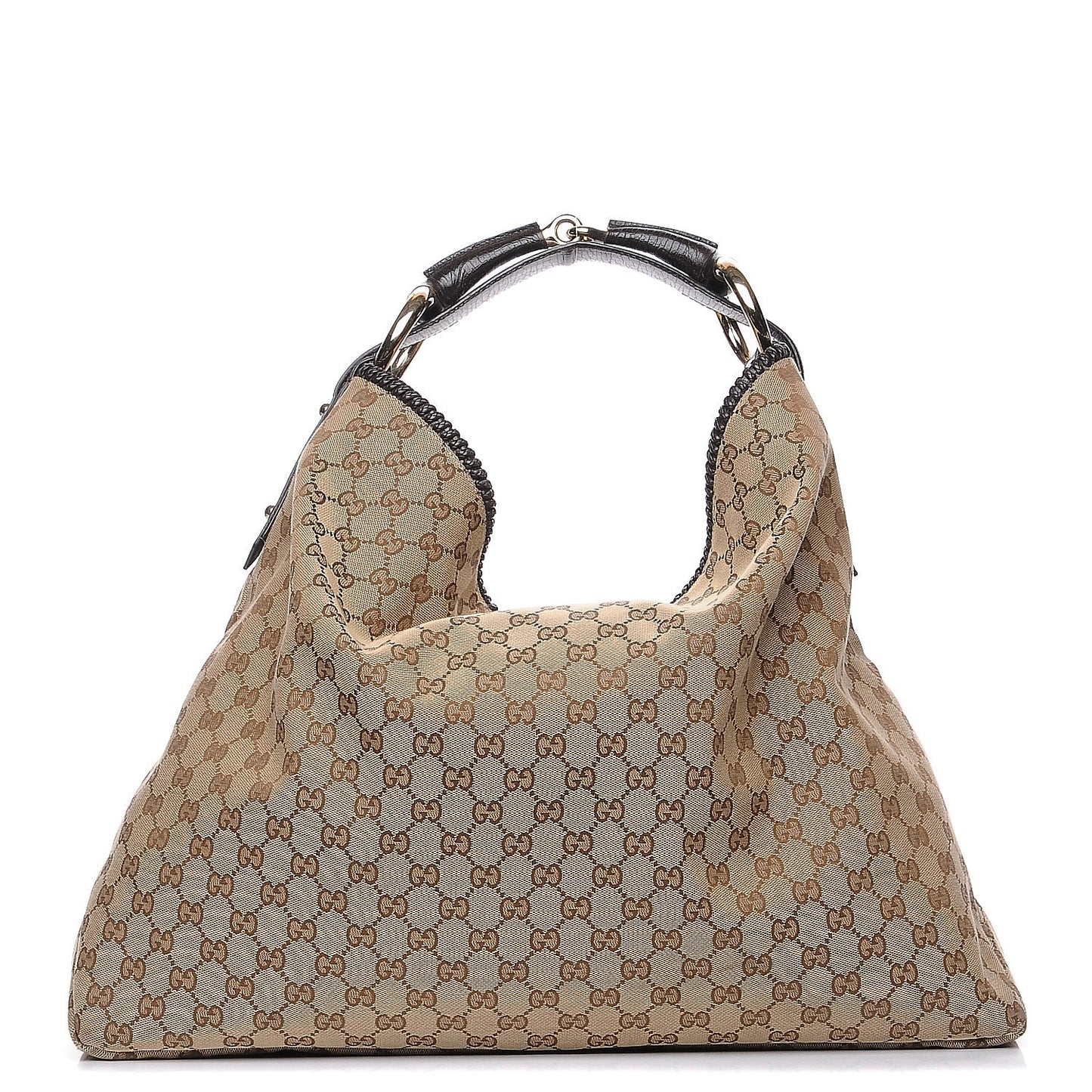 Monogram Large Horsebit Chain Hobo Dark Brown