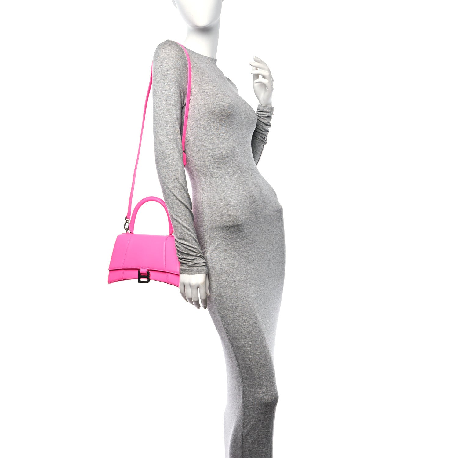 Balenciaga Shiny Box Calfskin Small Hourglass Top Handle Bag Fluo Pink 2 of 11