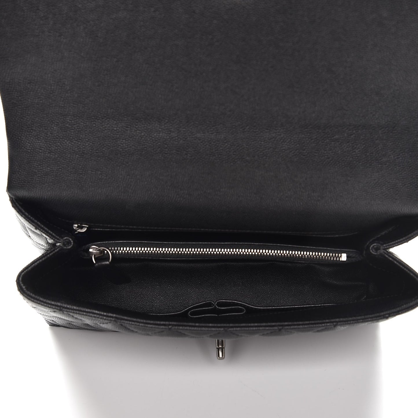 Caviar Lizard Quilted Small Coco Handle Flap Black