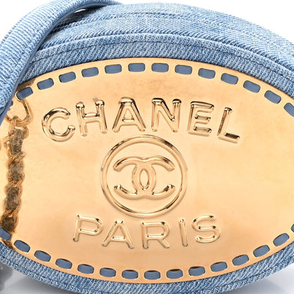 Chanel Denim Printed Chain Clutch Dark Blue 7 of 9