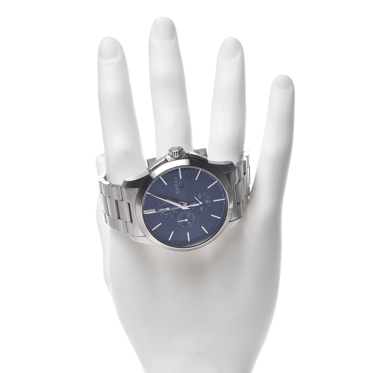 Gucci Stainless Steel 44mm G-Timeless Chronograph Quartz Watch Navy 2 of 7