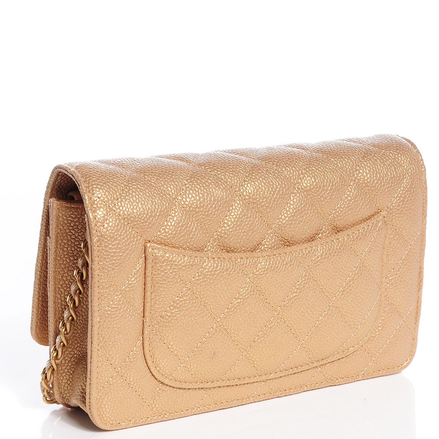Caviar Quilted Wallet on Chain WOC Gold