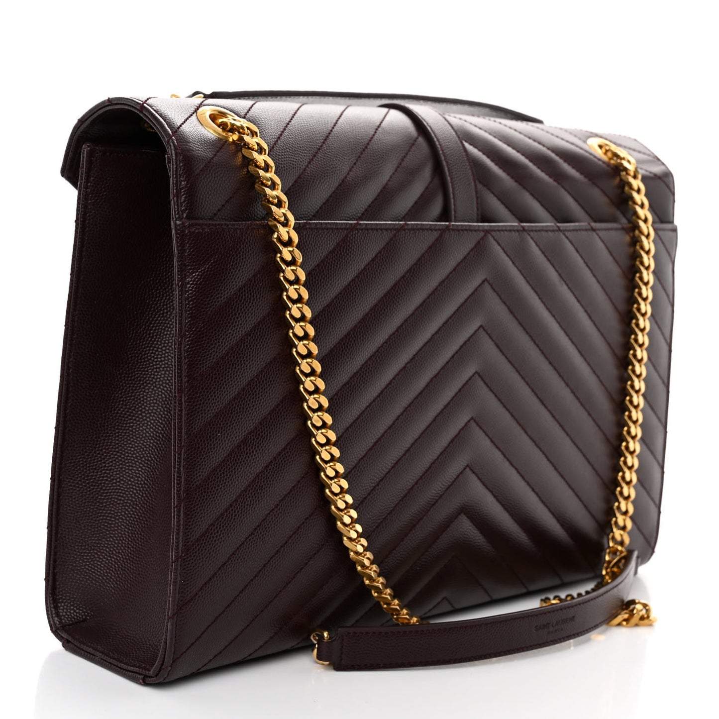 Grain De Poudre Matelasse Chevron Large Monogram Satchel Rouge Legion