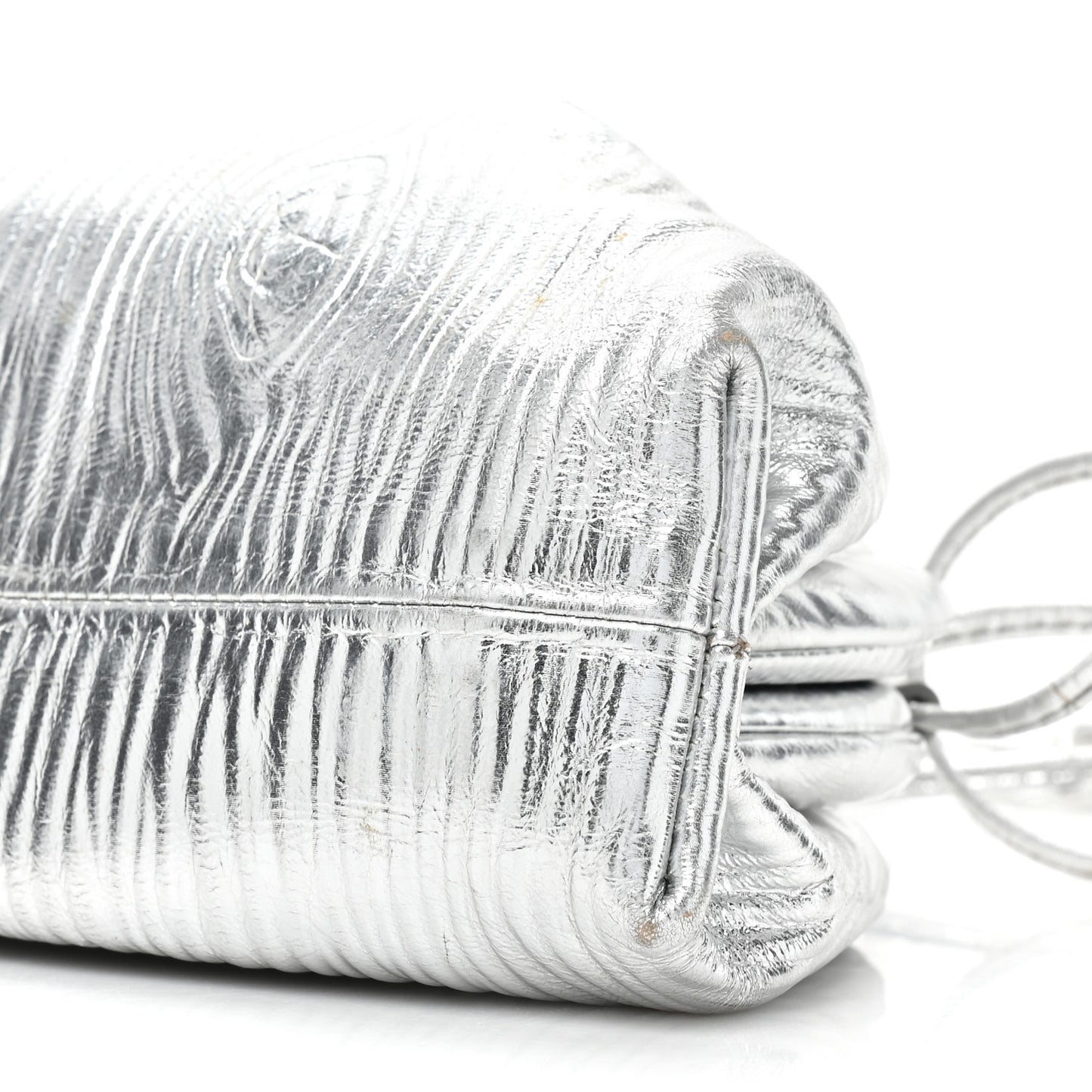 Metallic Bark Calfskin The Mini Pouch Silver