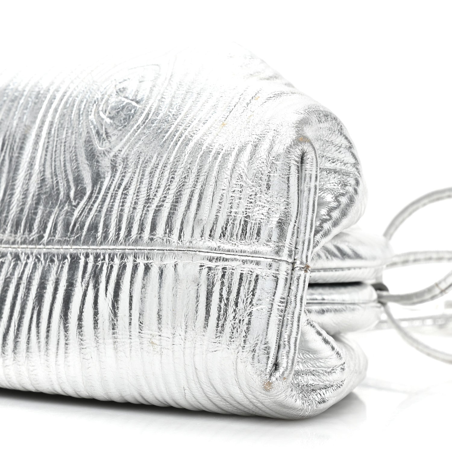 Bottega Veneta Metallic Bark Calfskin The Mini Pouch Silver 7 of 10