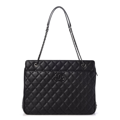 Chanel Calfskin Quilted Frame In Chain Tote Black 1 of 7