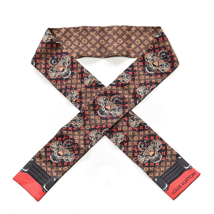 Louis Vuitton Silk Monogram Jaguar Animalle Bandeau Scarf Marron 1 of 3