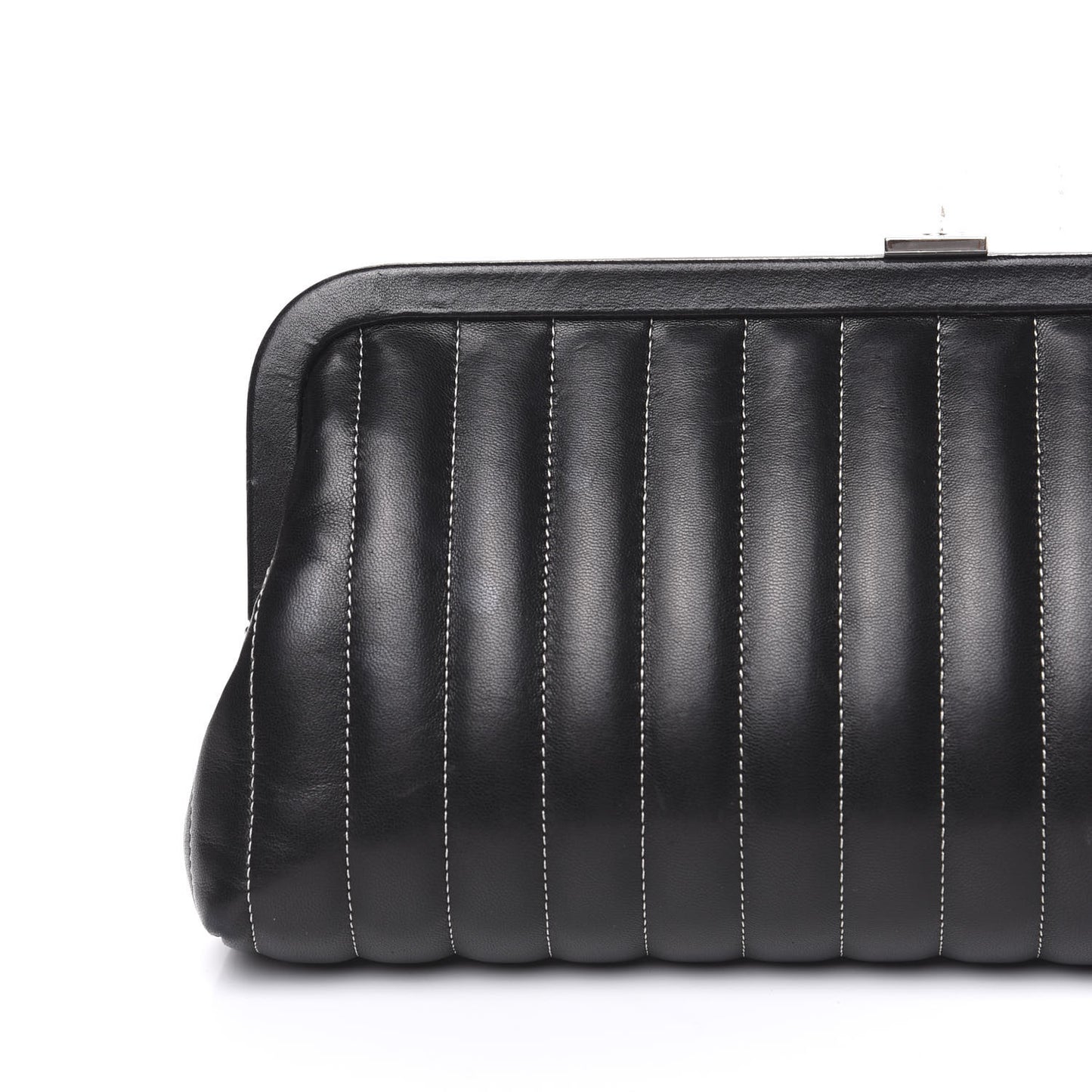 Lambskin Vertical Quilted Mademoiselle Clutch Black