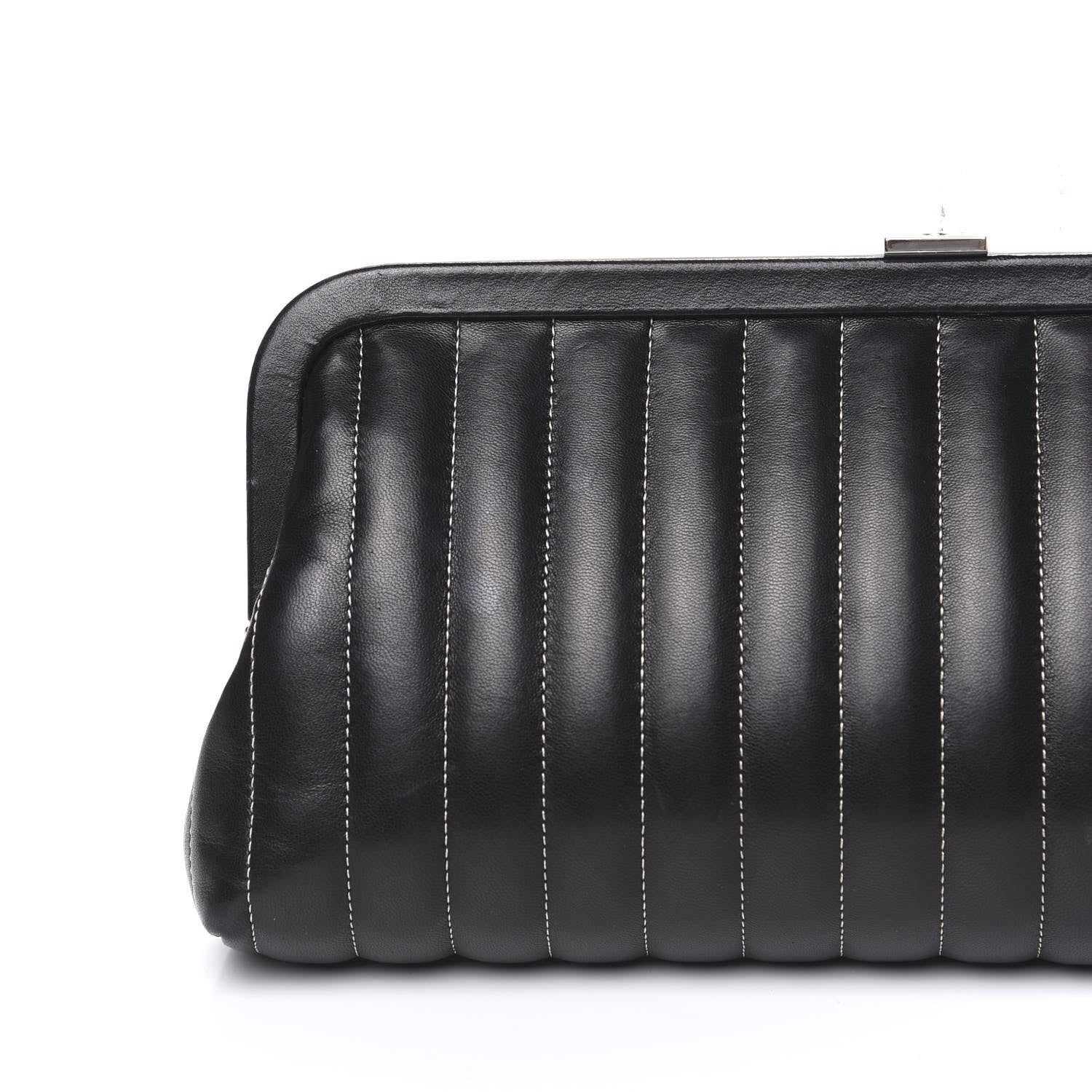 Chanel Lambskin Vertical Quilted Mademoiselle Clutch Black 10 of 13