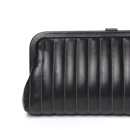 Chanel Lambskin Vertical Quilted Mademoiselle Clutch Black 10 of 13