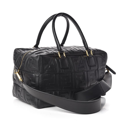 Fendi Nappa FF 1974 Embossed Small Boston Black 3 of 11