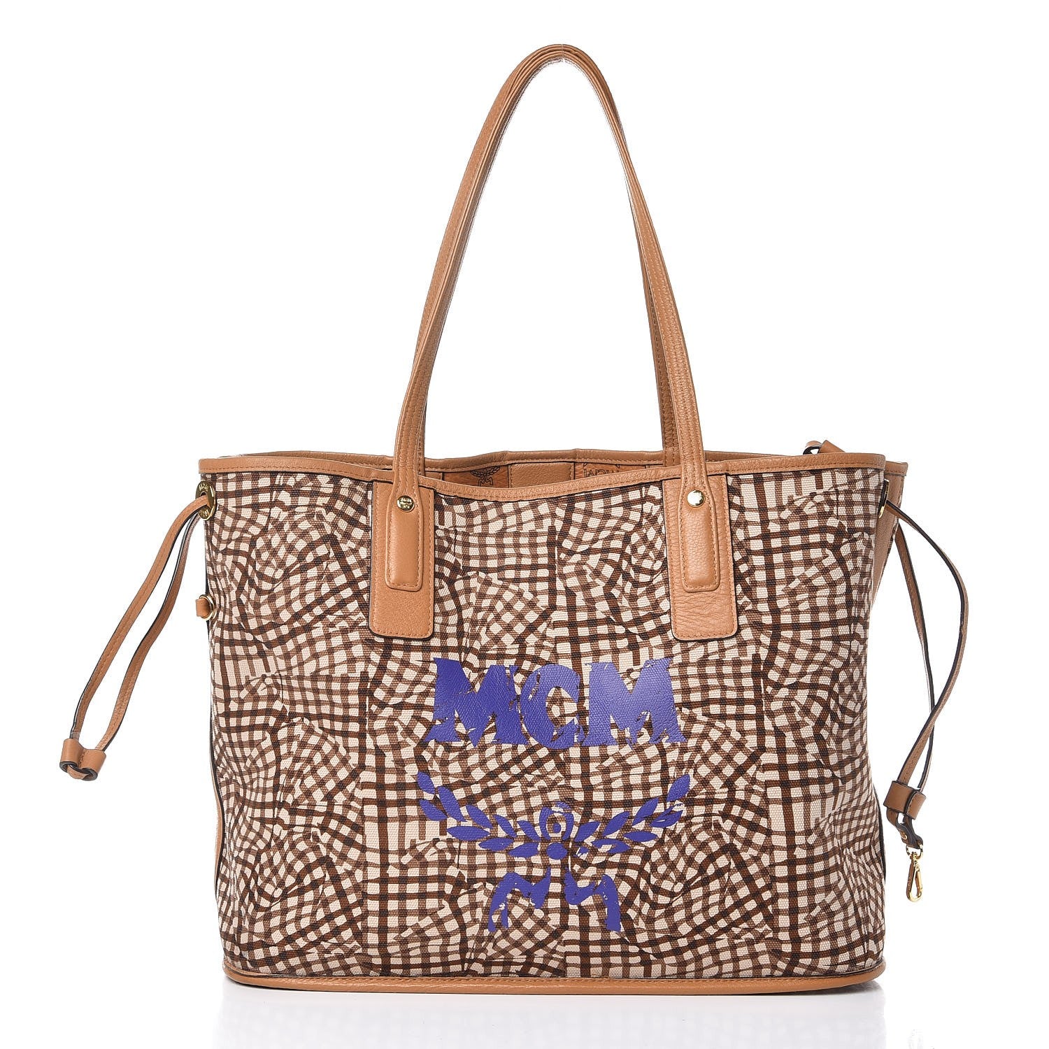 MCM Visetos Medium Liz Reversible Shopper Tote Cognac 4 of 12