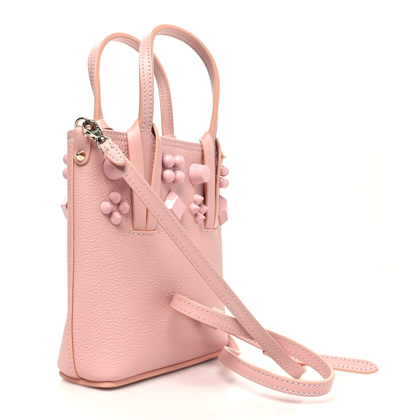 Calfskin Empire Spike Studded Mini North South Cabata Tote Rosy