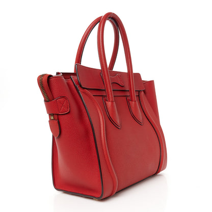 Celine Drummed Calfskin Micro Luggage Red 3 of 9
