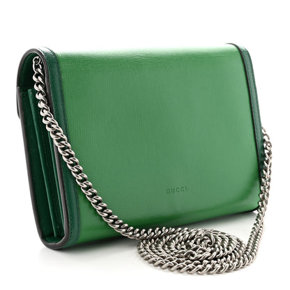 Gucci Azalea Calfskin Enamel Mini Dionysus Chain Wallet New Shamarock Emerald 3 of 10