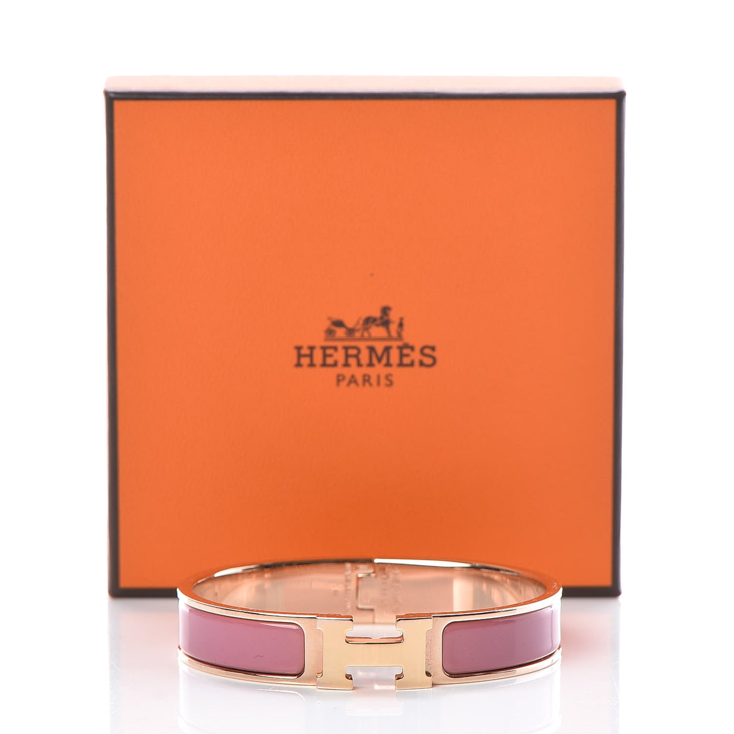 Enamel Narrow Clic Clac H Bracelet GM Rose Velours