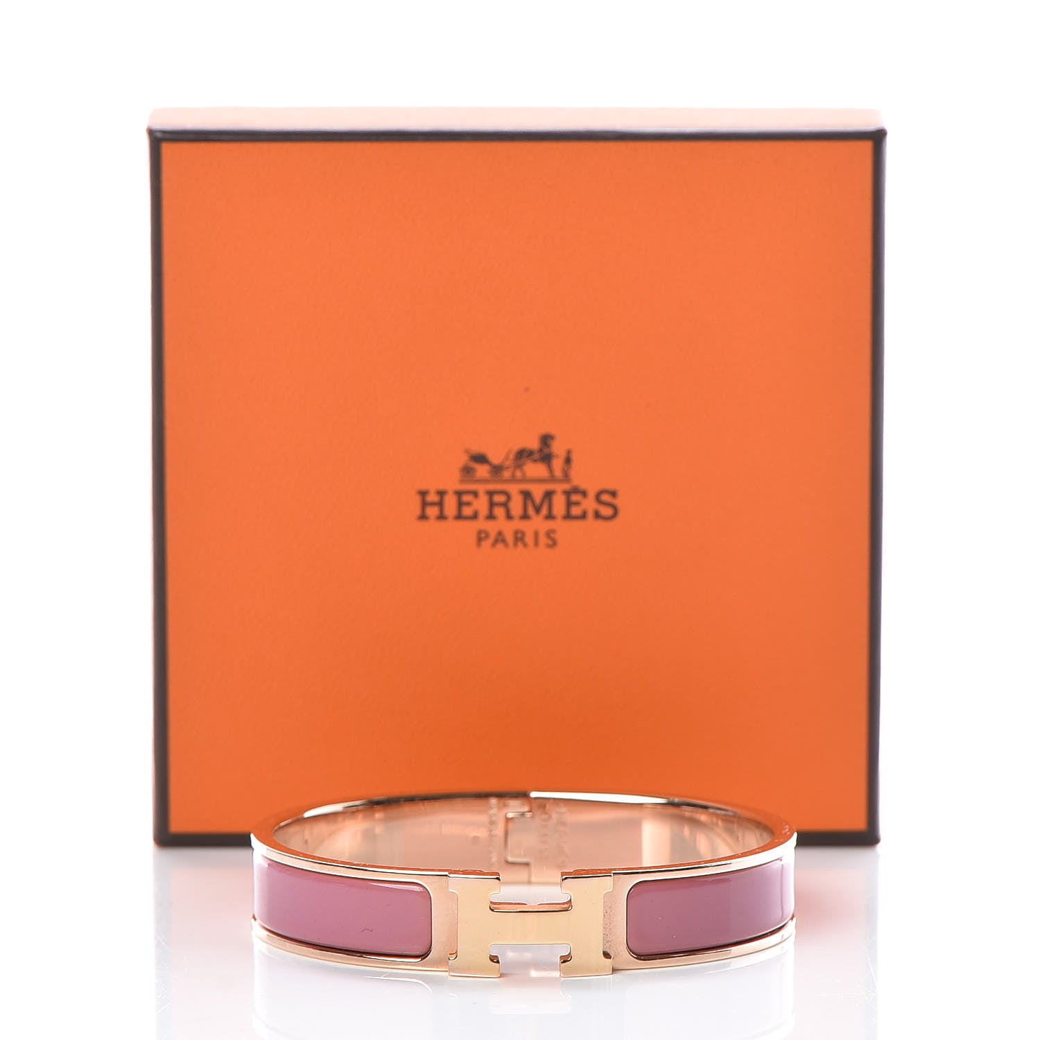 Hermes Enamel Narrow Clic Clac H Bracelet GM Rose Velours 5 of 5