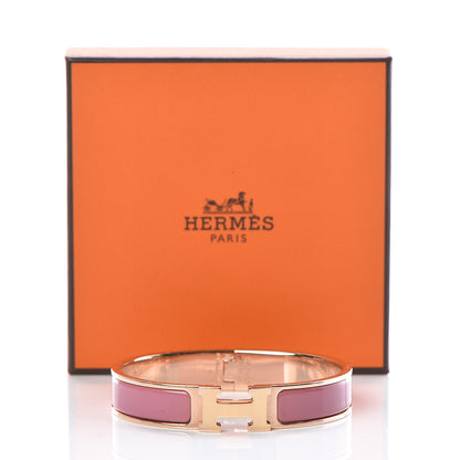 Hermes Enamel Narrow Clic Clac H Bracelet GM Rose Velours 5 of 5