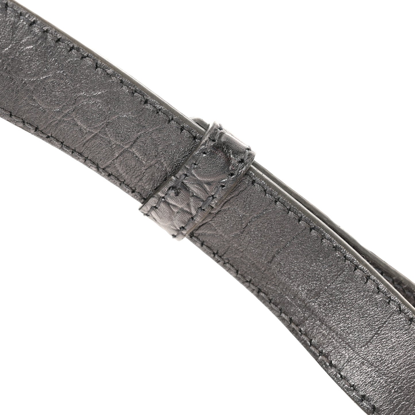 Metallic Calfskin Crocodile Embossed XS Downtown Shoulder Bag Silver
